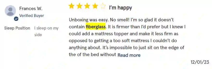 Do Bear Mattresses Have Fiberglass